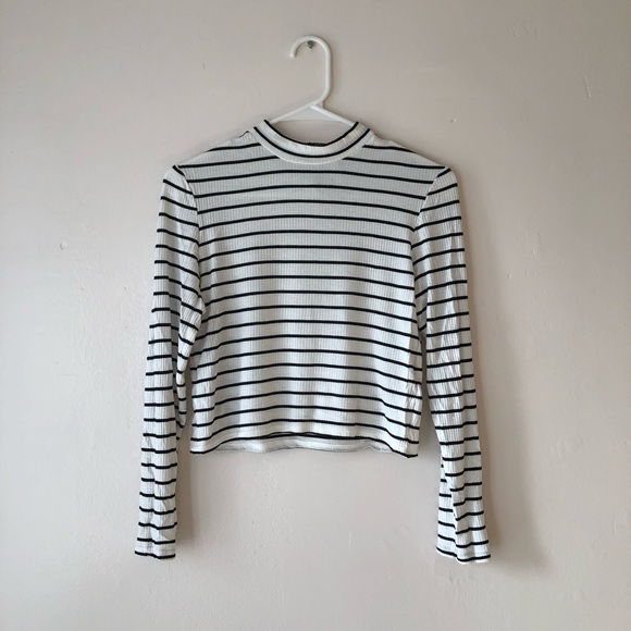 Divided Tops - H&M Divided Mockneck Striped Cropped Top